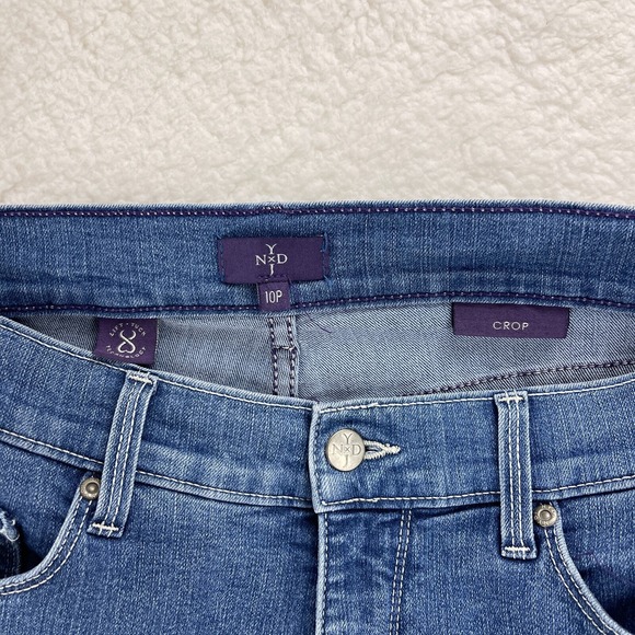 NYDJ Petites Jeans Womens Size 10P Blue Denim Straight Crop Roll Cuff Mid-Rise - Picture 15 of 16